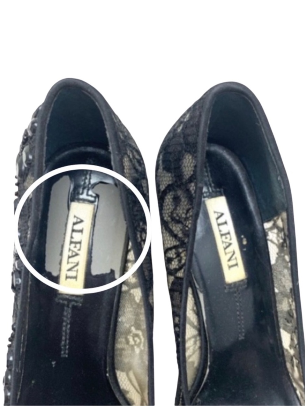 Alfani Black Lace Heels 7.5 - Picture 6 of 7